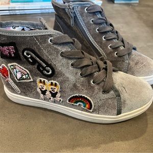Girls gray velvet high tops